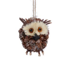 Frosted Cone Twig Owl Decoration